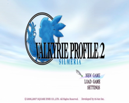 Valkyrie Profile 2 Silmeria PlayStation 2 PS2 retro video game JRPG title screen (2006)