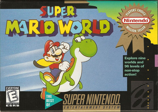 Super Mario World [Players Choice] – Super Nintendo Entertainment System (SNES) cover art for retro platformer video game