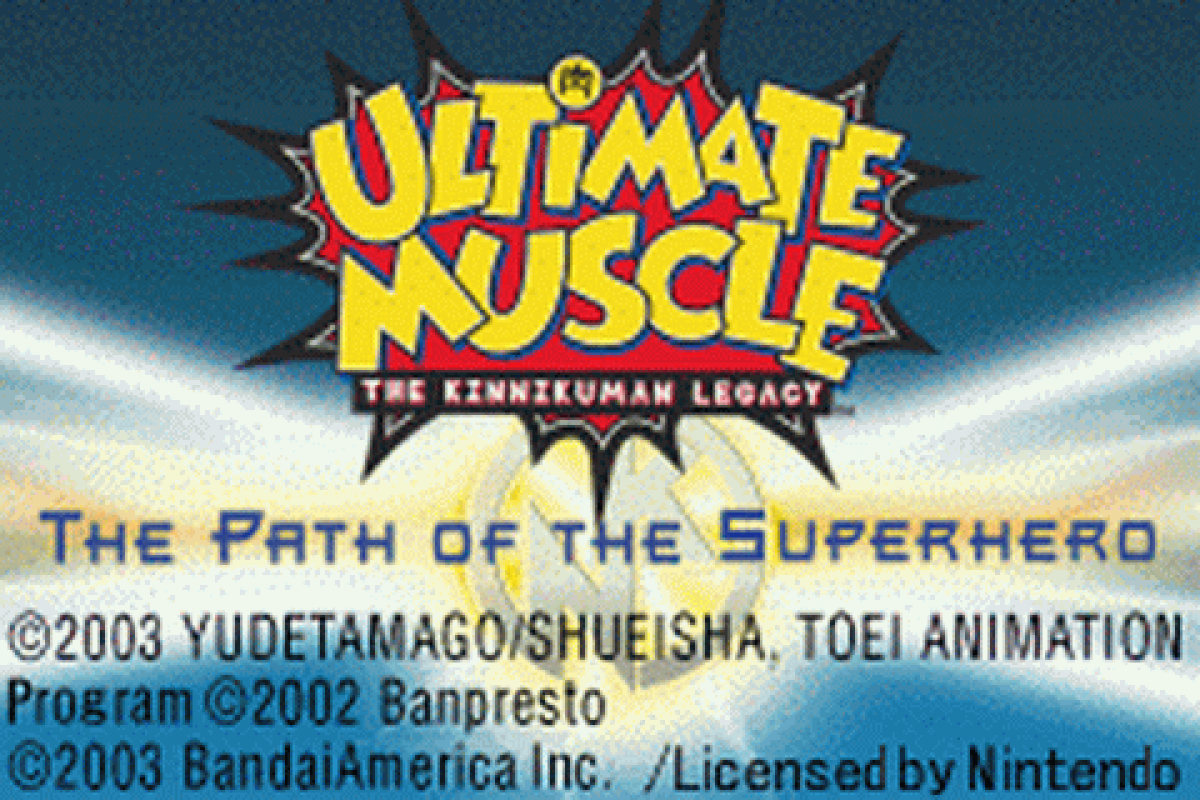 Ultimate Muscle: Path of the Superhero start menu for Game Boy Advance (GBA) video game