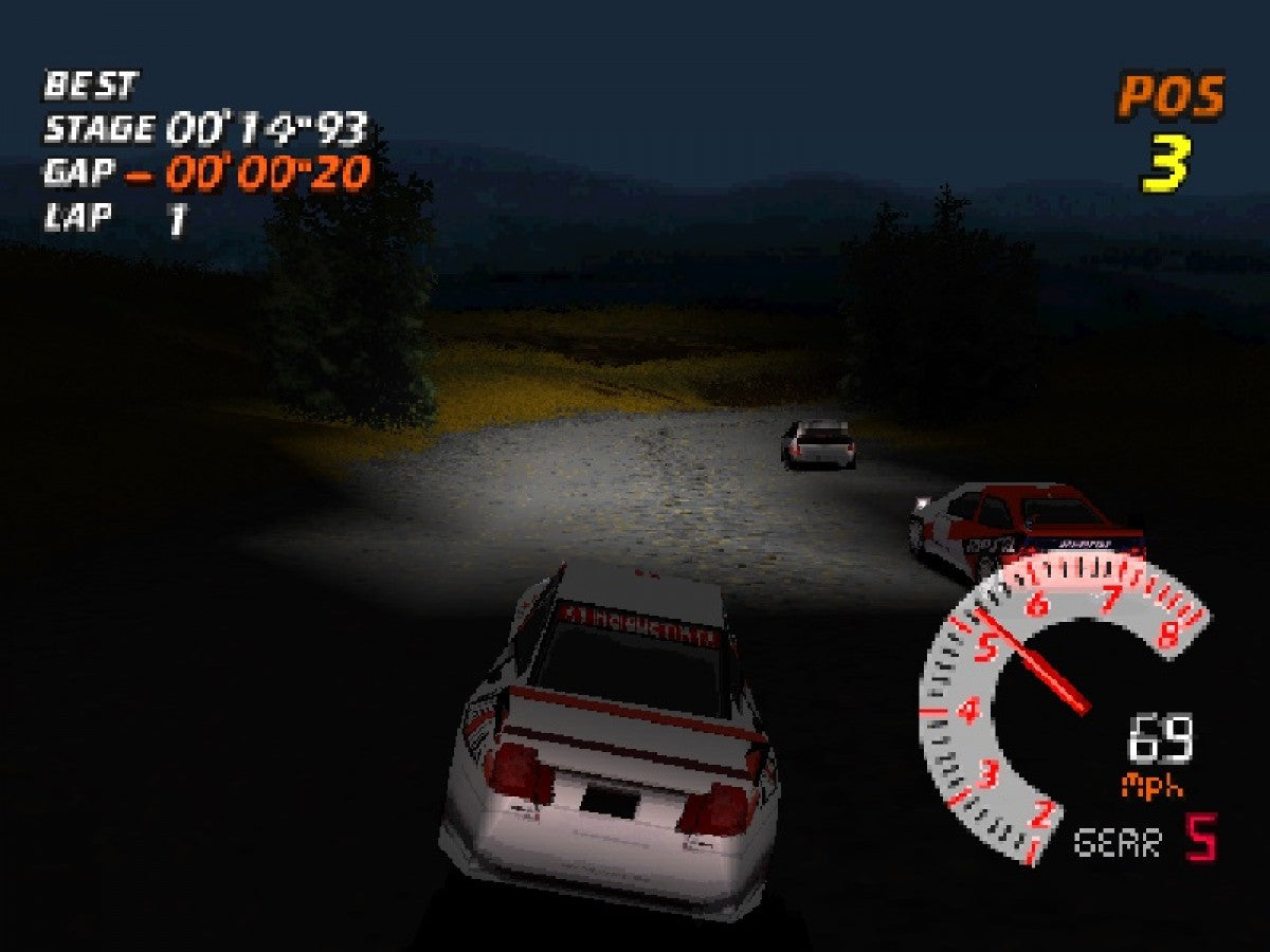 Need for Speed V-Rally for PlayStation 1 racing video game featuring rally style tracks licensed cars arcade handling time trials and classic Need for Speed off road racing experience gameplay
