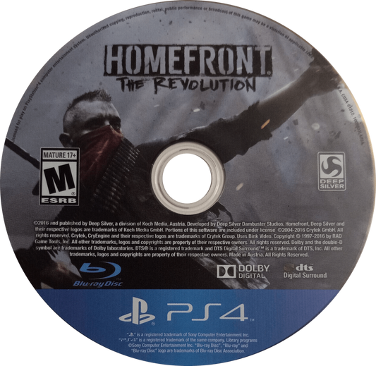 Homefront: The Revolution – PlayStation 4 (PS4) video game disc, open-world first-person shooter published by Deep Silver