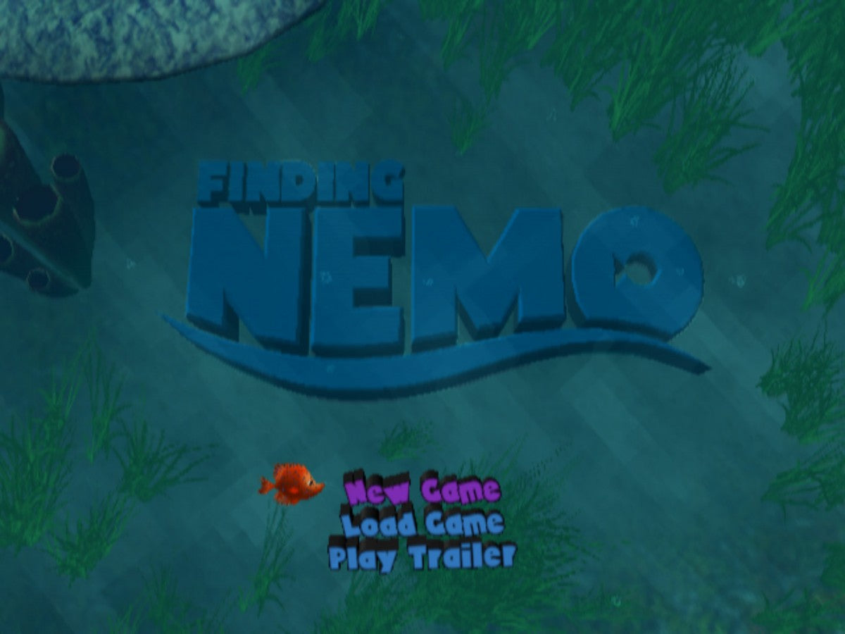 Finding Nemo [Greatest Hits] title screen for PlayStation 2 (PS2) movie video game. 