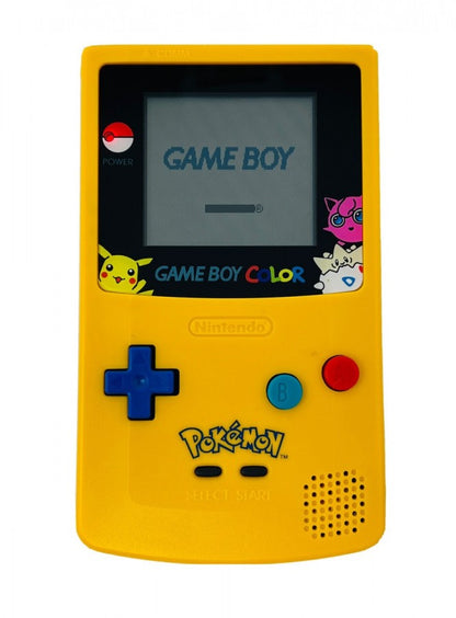 LocalID_73037Nintendo Game Boy Color Pokémon Special Pikachu Edition handheld gaming system featuring vibrant yellow Pikachu themed design blue and yellow control buttons portable gaming compatible with Game Boy and Game Boy Color games battery powered Nintendo hardware iconic Pokémon collectible console gaming appeal