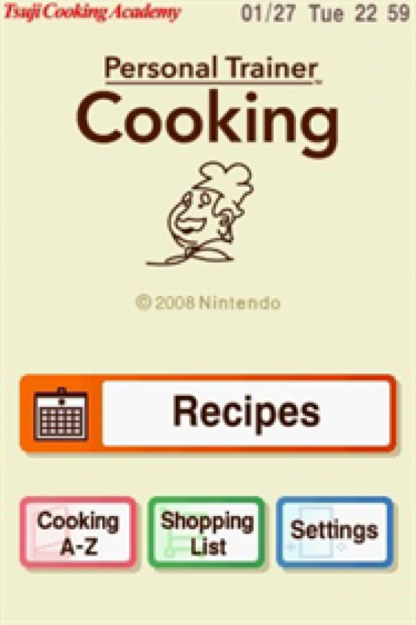 Personal Trainer: Cooking start screen for Nintendo DS (DS) cooking simulation educational video game