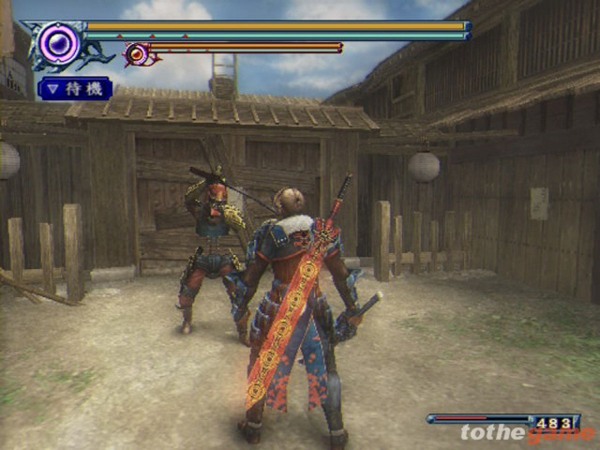 Onimusha: Dawn of Dreams for the PlayStation 2 featuring action adventure gameplay with samurai combat demon slaying abilities cinematic storytelling and feudal Japan inspired environments gameplay