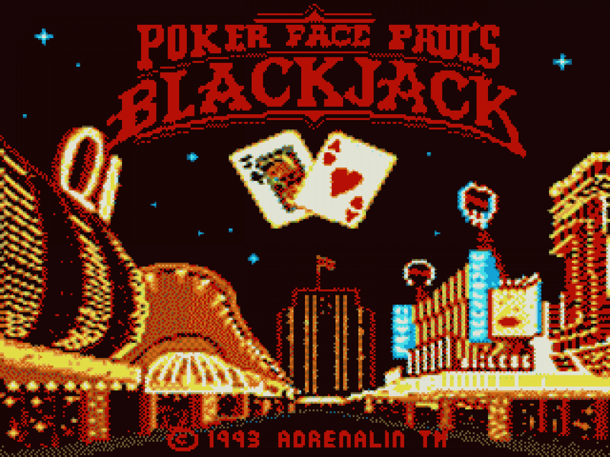Poker Face Paul's Blackjack title screen for Sega Game Gear (GG) video game