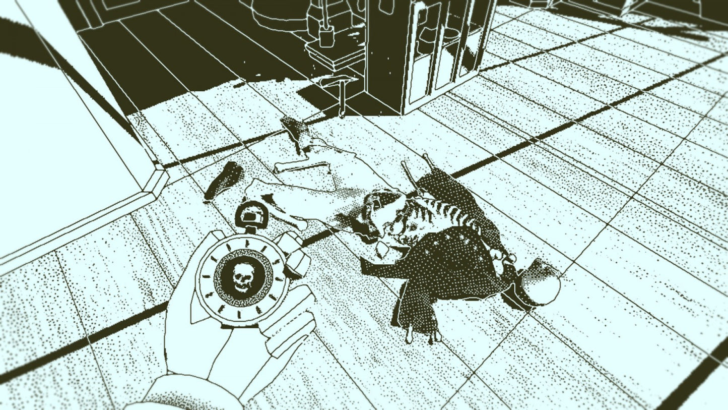 Return of the Obra Dinn Nintendo Switch inspired design featuring mystery adventure investigation aesthetic deduction based gameplay lost merchant ship narrative monochromatic art style intricate puzzle solving atmospheric storytelling presentation gameplay 