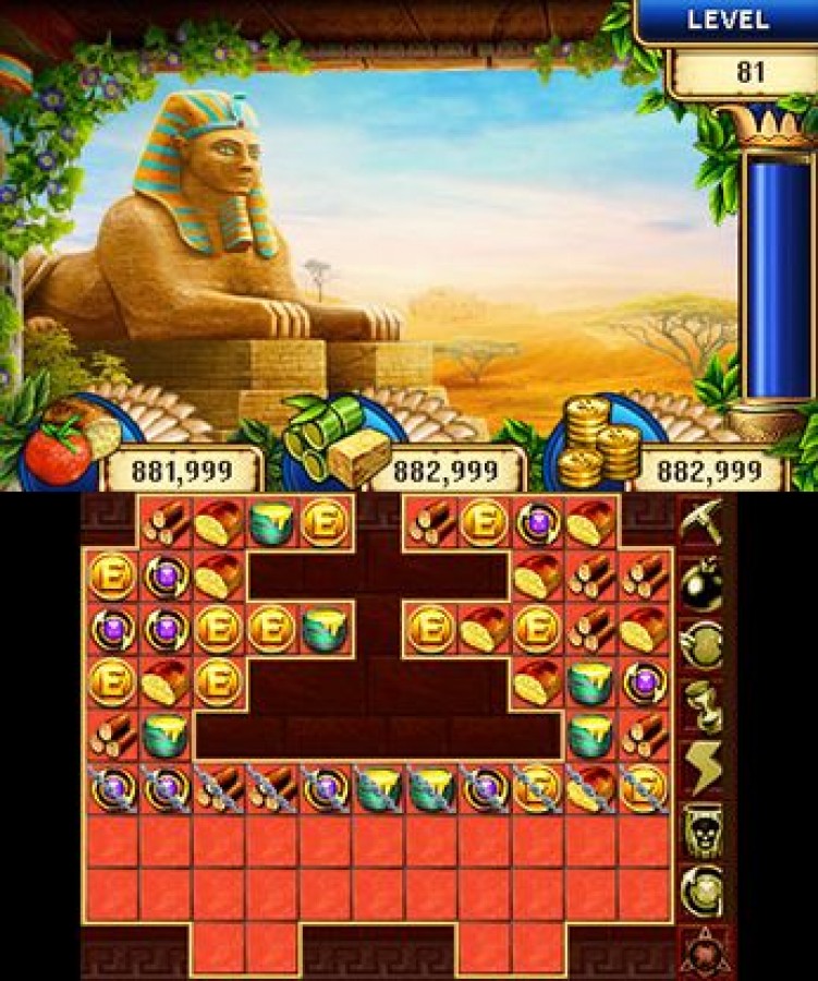Jewel Master: Cradle of Egypt 2 3D gameplay for Nintendo 3DS (3DS) puzzle match-3 video game