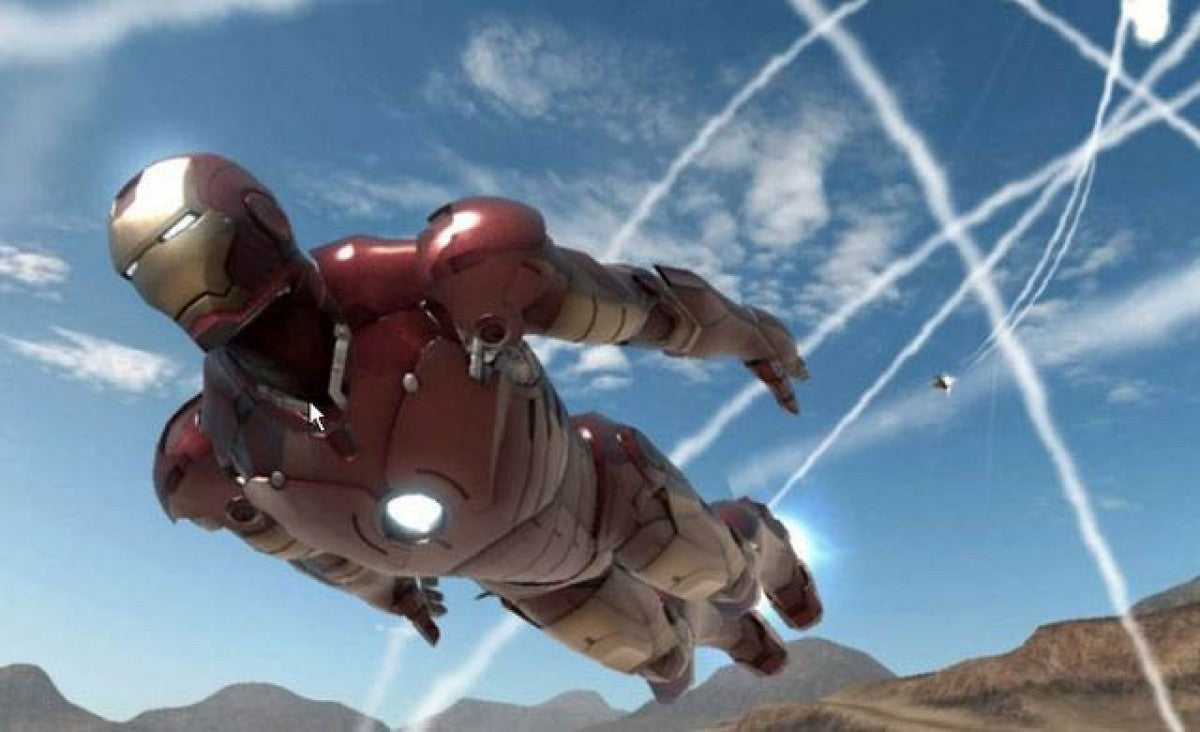 Iron Man PS2 Sony PlayStation 2 action game superhero Marvel Iron Man armored suit combat flight and ground missions third person shooter jet repulsor blasts Tony Stark storyline movie tie in gameplay retro gaming PlayStation 2 software video game title gameplay