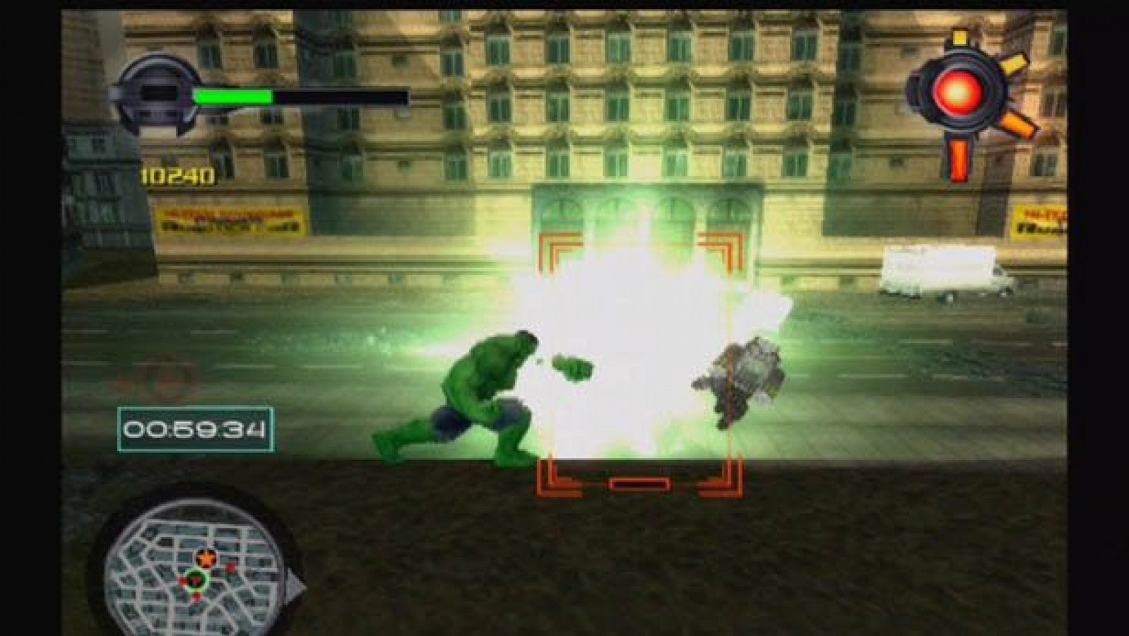The Incredible Hulk: Ultimate Destruction – PlayStation 2 (PS2) video game gameplay, open-world action superhero game.
