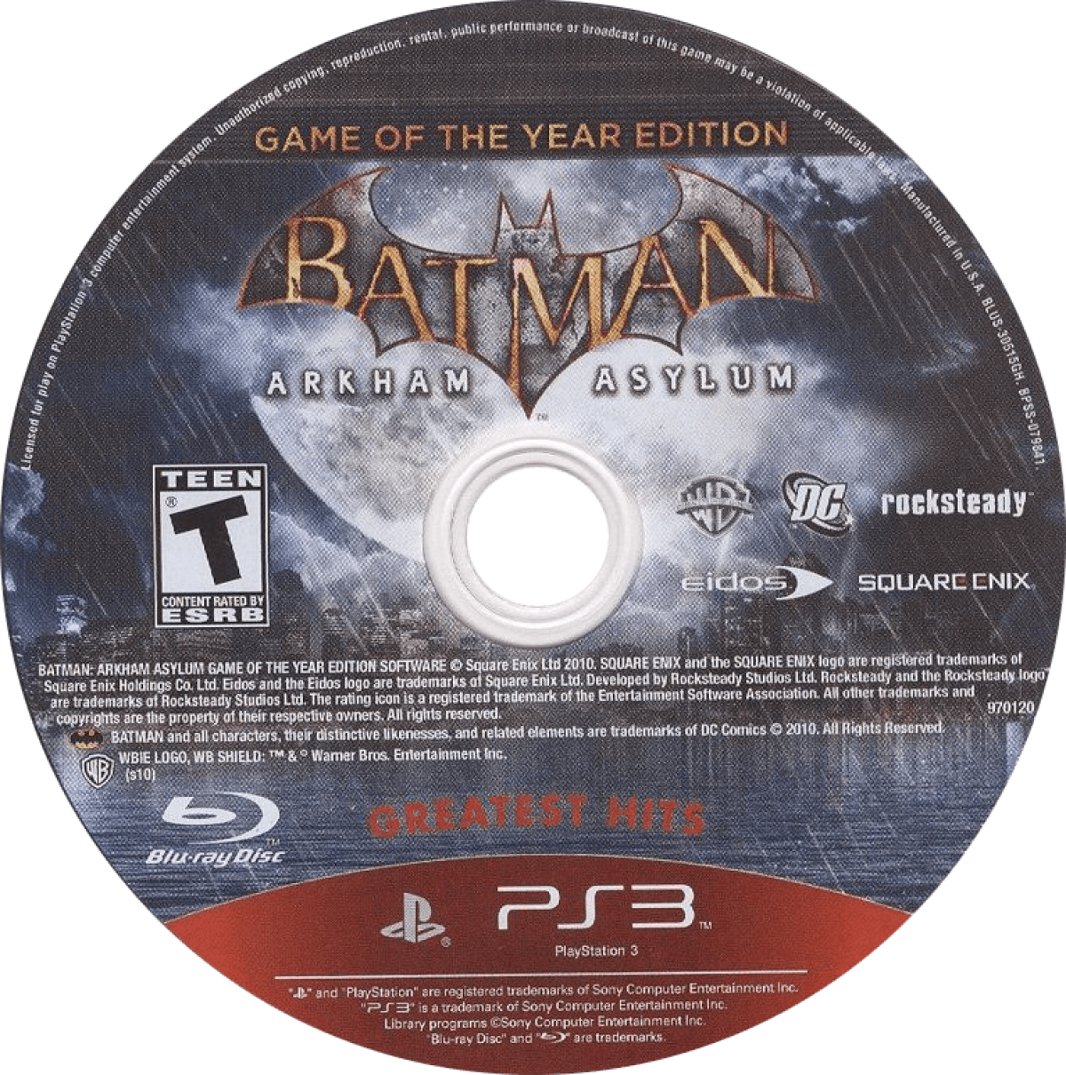 Batman: Arkham Asylum Greatest Hits Game of the Year Edition PS3 action superhero adventure game for PlayStation 3 disc
