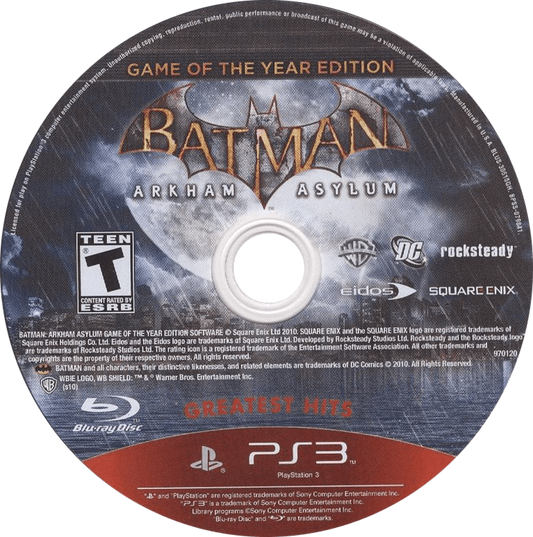 Batman: Arkham Asylum Greatest Hits Game of the Year Edition PS3 action superhero adventure game for PlayStation 3 disc