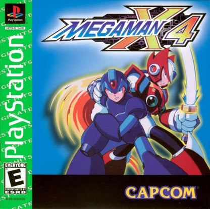 Mega Man X4 retro sci-fi action platform game for PlayStation 1 (PS1) cover art