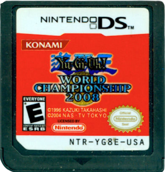 Yu-Gi-Oh! World Championship 2008 Nintendo DS video game featuring official 2008 TCG rule set strategic deck building over 2000 cards Wi-Fi online duels story mode campaign and competitive trading card battles cartridge