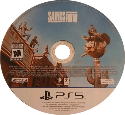 Saints Row PlayStation 5 PS5 for action adventure video game fans featuring open world exploration over the top combat customizable characters outrageous missions vehicle action cooperative multiplayer criminal empire building modern graphics collectible gaming appeal game disc