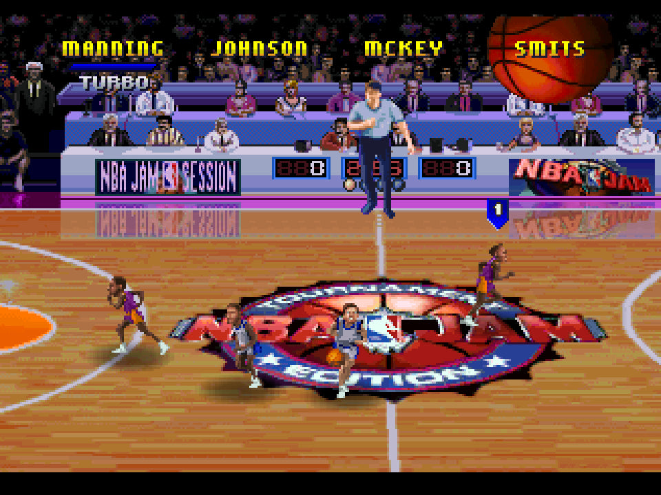 NBA Jam Tournament Edition Atari Jaguar for arcade basketball video game fans featuring high flying dunks two on two basketball action turbo boosts exaggerated gameplay classic NBA teams and players fast paced matches special moves and retro Atari Jaguar gaming collectible appeal gameplay