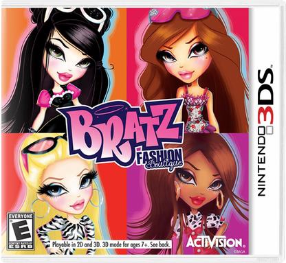 Bratz Fashion Boutique cover art for Nintendo 3DS (3DS) fashion simulation video game