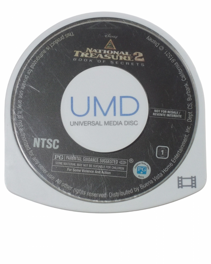 Retro National Treasure 2 PSP UMD movie inspired design featuring cinematic adventure thriller aesthetic vintage PlayStation Portable portable movie entertainment historical treasure hunting action Benjamin Gates mystery exploration nostalgic handheld media presentation UMD 