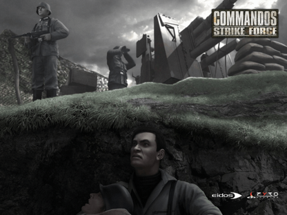Commandos: Strike Force title screen art for Xbox (XBOX) video game