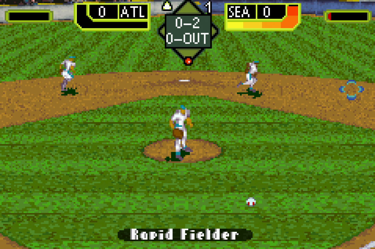 Crushed Baseball for Game Boy Advance with arcade-style baseball action theme gameplay