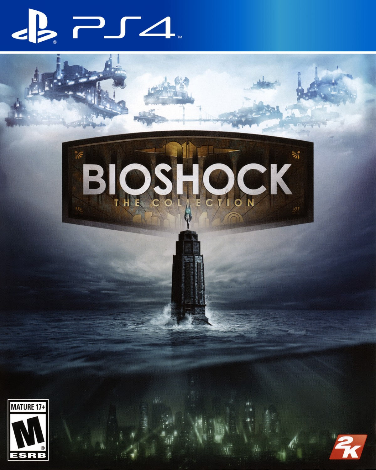BioShock The Collection PS4 game featuring remastered first-person shooter gameplay, immersive storytelling, and the complete BioShock trilogy adventure cover art