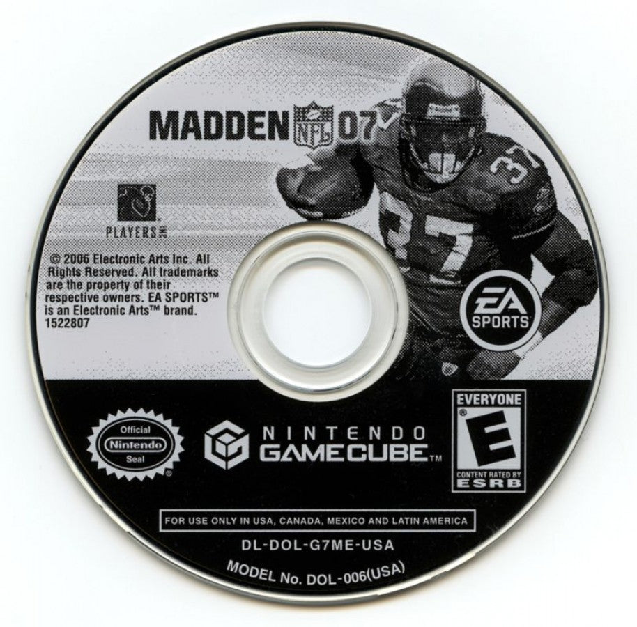 Madden NFL 07 disc for GameCube (GC) sports football video game