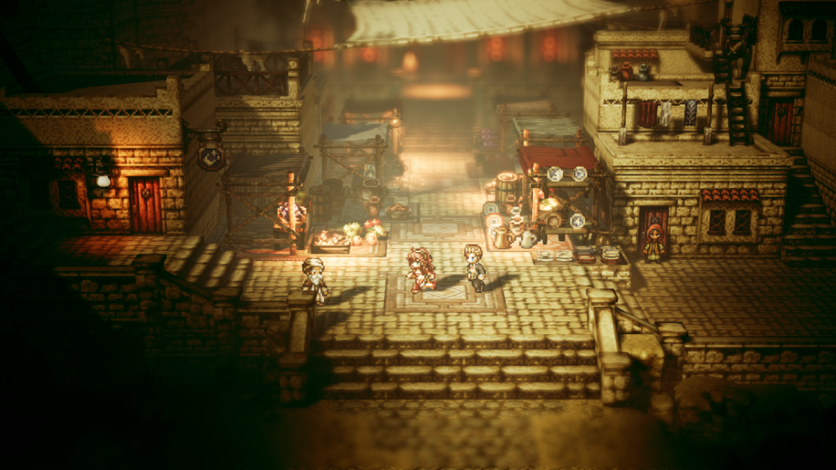 Octopath Traveler Nintendo Switch game featuring HD-2D pixel art, turn-based JRPG combat, and an epic fantasy adventure gameplay