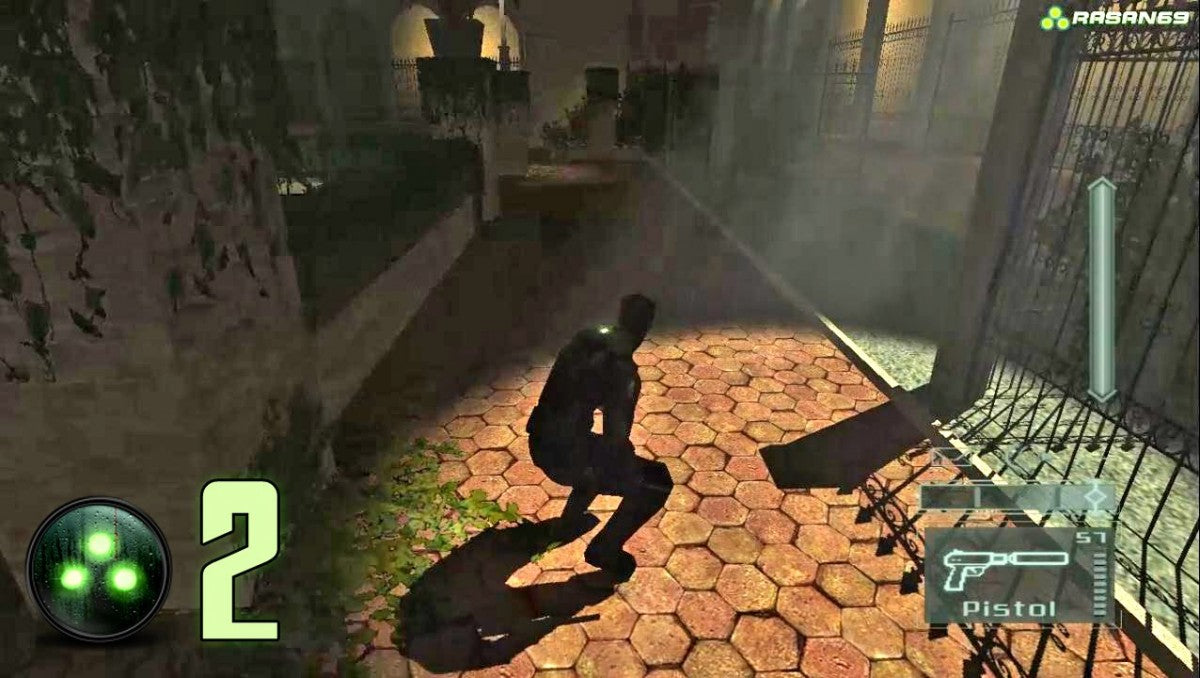 Tom Clancys Splinter Cell Pandora Tomorrow PS2 Sony PlayStation 2 stealth action game Ubisoft tactical espionage gameplay Sam Fisher infiltration stealth mechanics gadgets shadow movement third person stealth missions story driven retro gaming PlayStation 2 software video game title gameplay