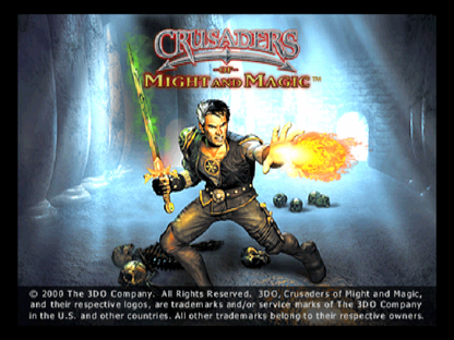 Crusaders of Might and Magic homescreen for PlayStation 1 (PS1) retro video game