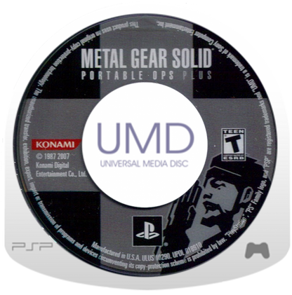 Metal Gear Solid: Portable Ops Plus for PlayStation Portable (PSP) at Gamers INC, featuring the standalone expansion to the tactical stealth hit that focuses on an enhanced multiplayer experience and the "Infinity Mission" mode, allowing you to recruit a massive army of unique soldiers—including legendary series characters—to build the ultimate Foxhound unit in Hideo Kojima’s portable military epic UMD 