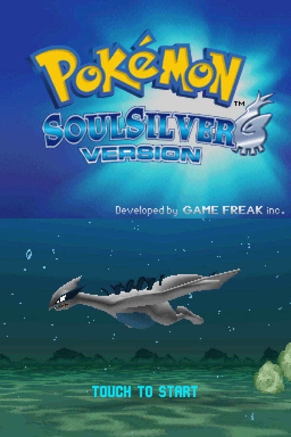 Pokémon: SoulSilver Version start screen for Nintendo DS (DS) Pokémon RPG adventure video game