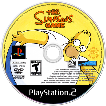 The Simpsons Game – PlayStation 2 (PS2) video game disc, action-adventure platformer.