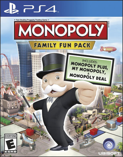 Monopoly Family Fun Pack cover art for PlayStation 4 video game. 