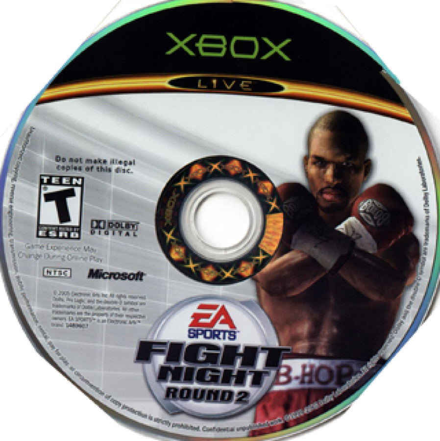 Fight Night Round 2 disc cover art for Microsoft XBOX video game. 
