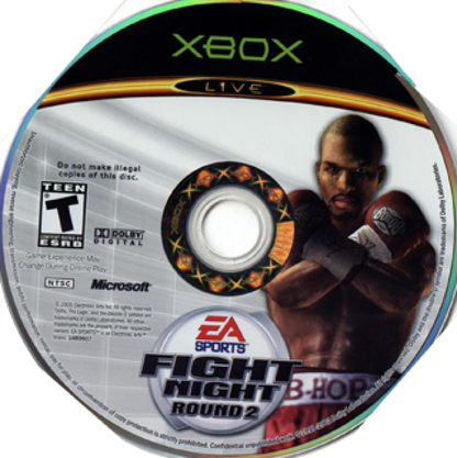 Fight Night Round 2 disc cover art for Microsoft XBOX video game. 