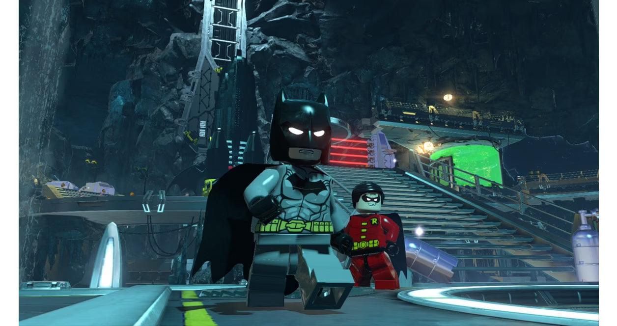 LEGO Batman 3 Beyond Gotham PlayStation 3 action-adventure video game featuring Batman Robin Justice League Lantern worlds outer space setting Brainiac villain character swapping puzzle solving brick-building humor collectible studs DC Comics superhero roster Lantern rings powers gameplay screenshot