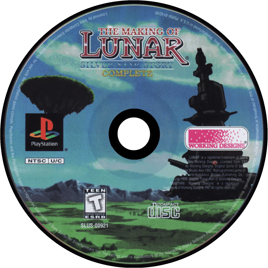 Lunar Silver Star Story Complete PS1 PlayStation 1 JRPG role playing game anime style fantasy adventure turn based combat retro video game making of disc