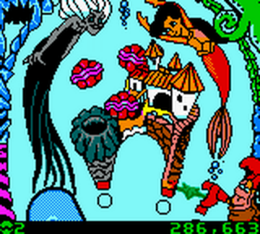 Disney’s The Little Mermaid II Pinball Frenzy for Game Boy Color, gameplay for a pinball video game with underwater-themed tables, arcade-style gameplay, score challenges, and Disney character visuals