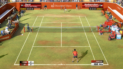 Virtua Tennis 3 PlayStation 3 sports simulation video game Sega arcade tennis real world pros Roger Federer Rafael Nadal Maria Sharapova World Tour career mode training mini-games court games doubles online multiplayer 1080p HD graphics gameplay screenshot