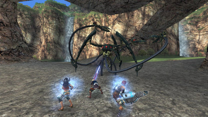 Xenoblade Chronicles Nintendo Wii cover art for retro video game enthusiasts featuring epic role playing gameplay expansive open world exploration real time combat mechanics story driven adventure memorable characters vast fantasy landscapes and immersive JRPG gaming experience and collectible gaming appeal gameplay