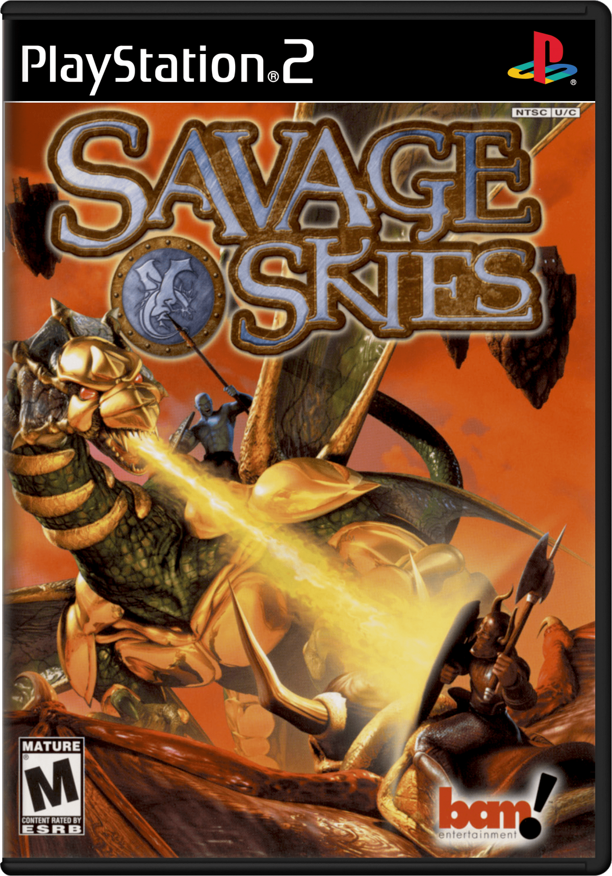 Savage Skies PS2 Sony PlayStation 2 fantasy aerial combat game dragon riding flying beasts air battles medieval fantasy setting multiplayer combat arcade flight gameplay retro gaming PlayStation 2 software video game title cover art