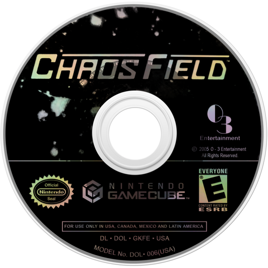 Chaos Field GameCube game featuring vertical scrolling shooter gameplay and intense arcade bullet-hell action disc