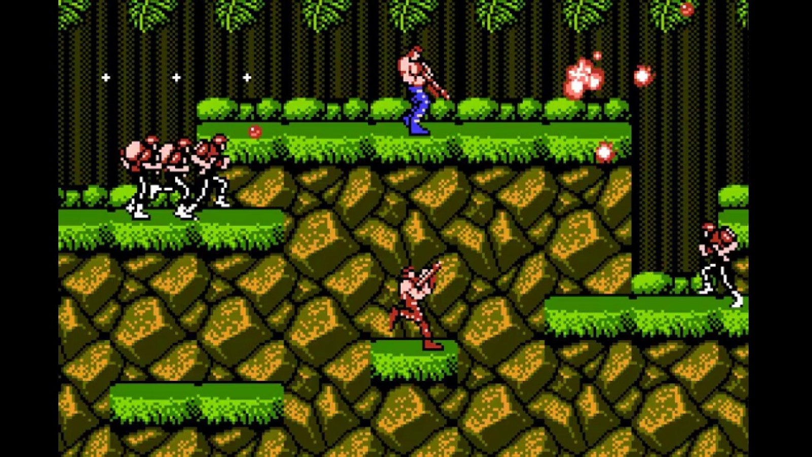 Contra cartridge for the Nintendo Entertainment System featuring fast paced 8 bit run and gun action with co op gameplay as commandos battling alien invaders across intense side scrolling stages gameplay