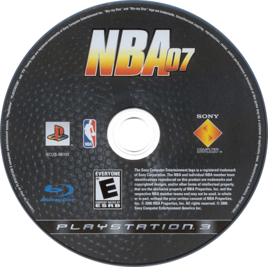NBA 07 disc for PlayStation 3 (PS3) video game