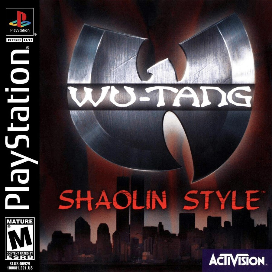 Wu-Tang Shaolin Style PlayStation 1 PS1 for retro video game enthusiasts featuring martial arts fighting gameplay iconic Wu Tang Clan members fast paced one on one combat special moves multiplayer battles hip hop inspired action and collectible gaming appeal front cover 