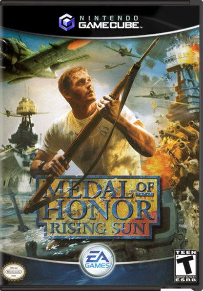 Medal of Honor: Rising Sun cover art for GameCube (GC) World War II first-person shooter video game