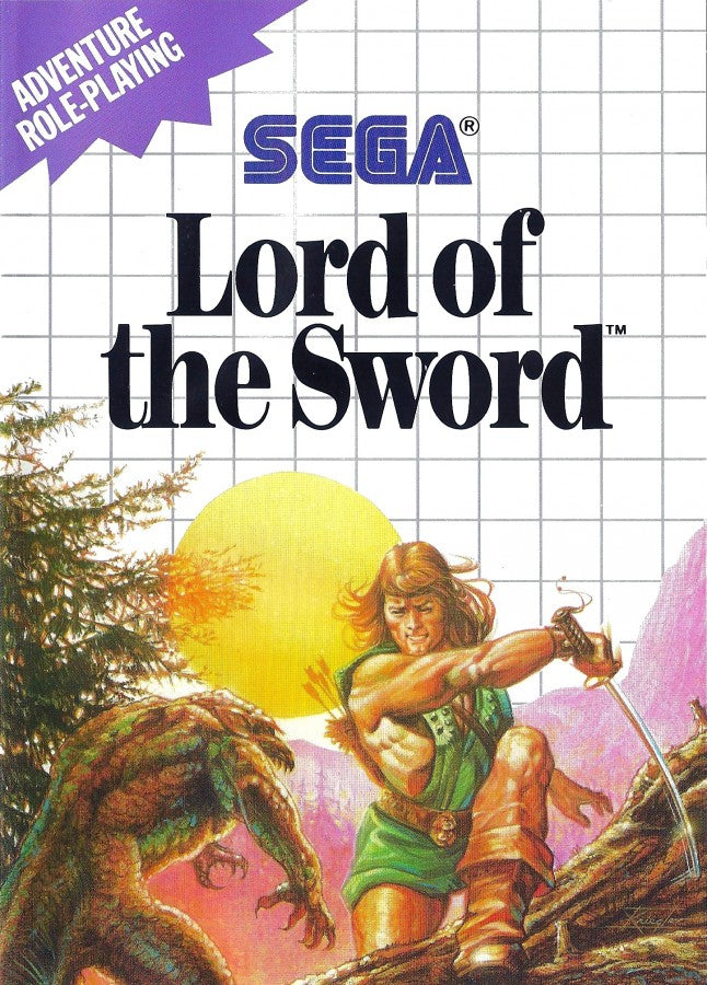 Lord of the Sword Sega Master System SMS for action adventure video game fans featuring medieval fantasy combat side scrolling exploration sword fighting enemy battles challenging stages powerful weapons boss encounters and classic Sega Master System gameplay collectible retro gaming appeal front cover art