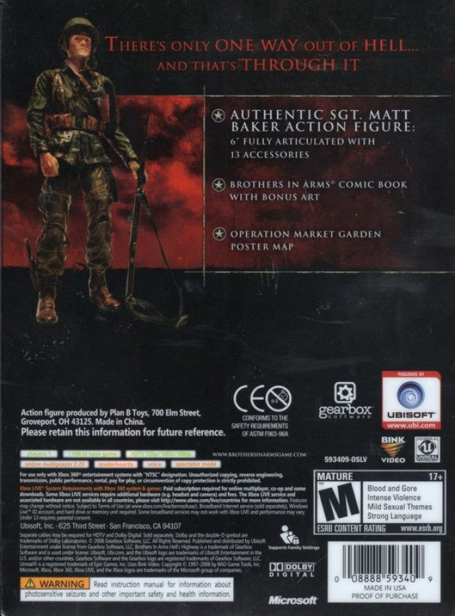 Brothers in Arms: Hell's Highway [Limited Edition] back of case for Xbox 360 (X360) first-person shooter video game