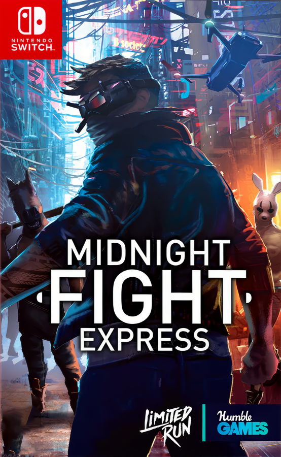 Midnight Fight Express Nintendo Switch inspired design featuring intense action brawler aesthetic fast paced hand to hand combat cinematic fight sequences urban underworld setting stylish martial arts gameplay adrenaline fueled missions presentation cover art