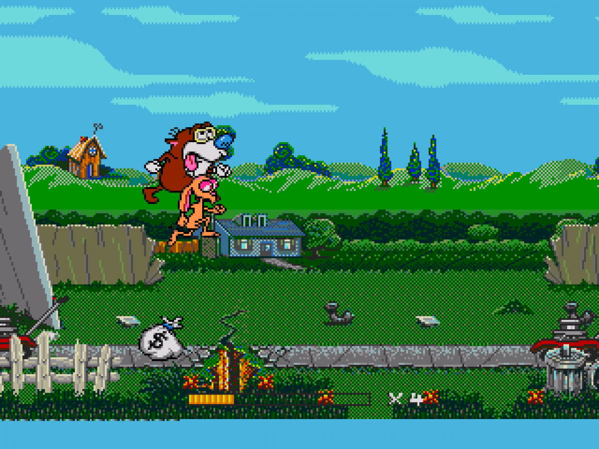 The Ren & Stimpy Show Stimpy’s Invention Sega Genesis retro video game platformer gameplay